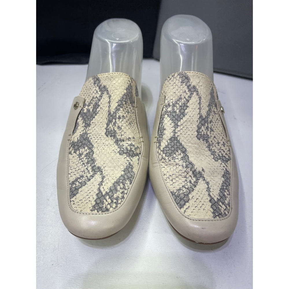 Cole Haan Grandseries Snake Embossed Leather Mules Ivory Grey W16934 Womens 6B